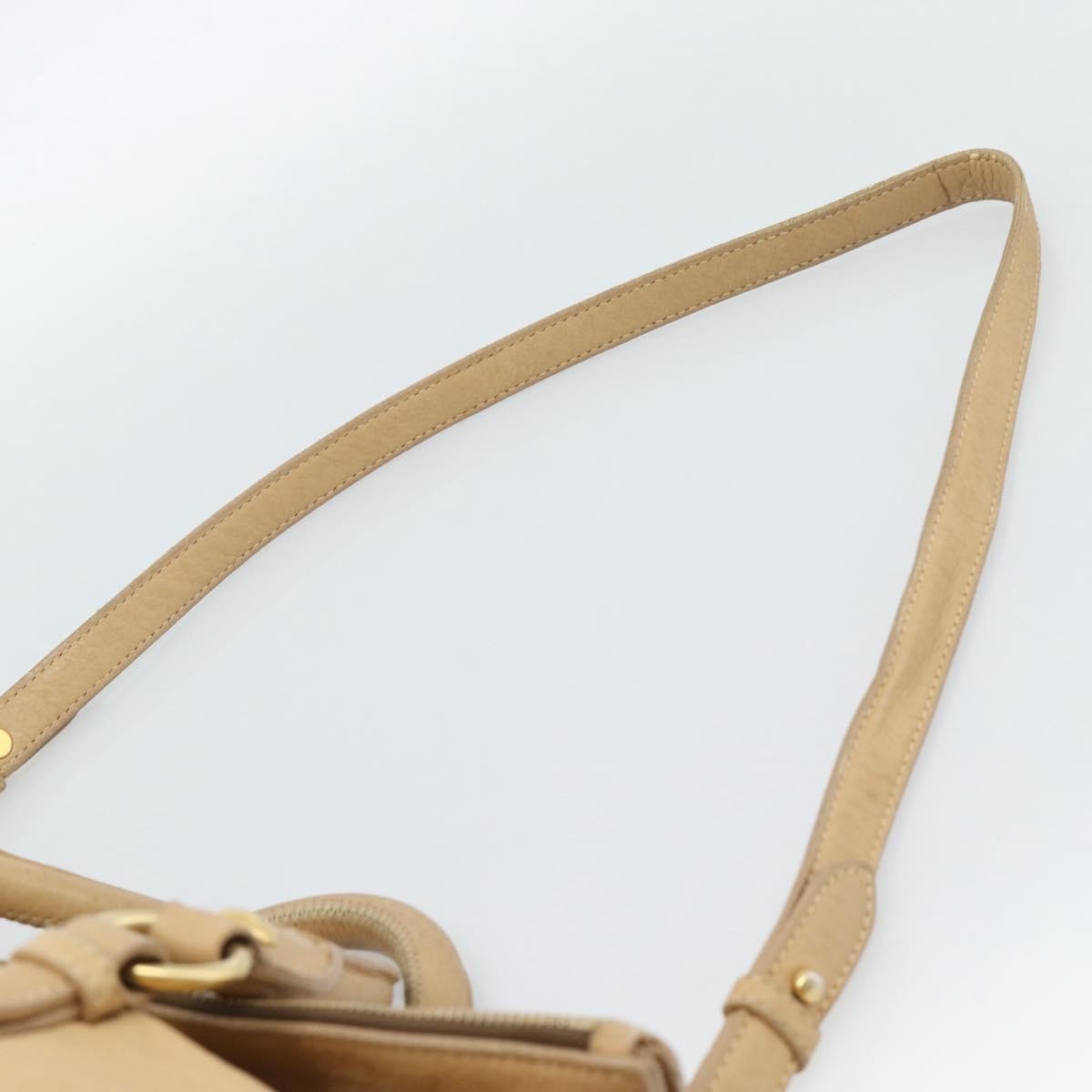 Miu Miu Convertible Satchel Leather Beige Leather Handbag (Pre-Owned)