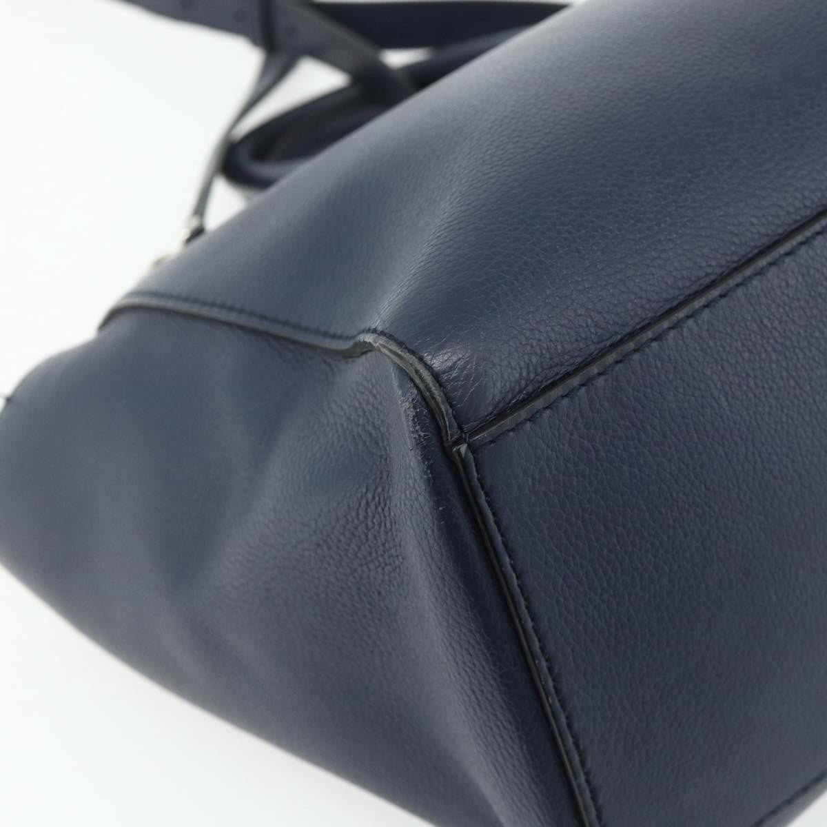 Bally Vintage Leather Navy Leather Handbag (Pre-Owned)