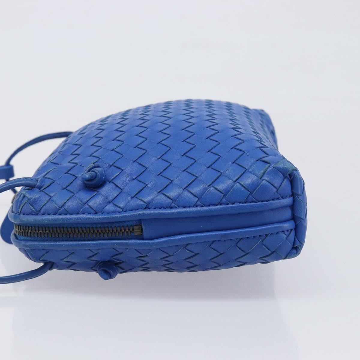 Bottega Veneta Nodini Intrecciato Nappa Blue Leather Shoulder Bag Bag (Pre-Owned)