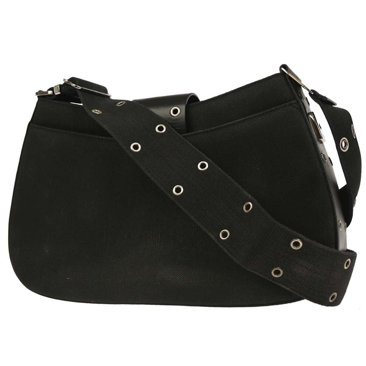 Christian Dior Vintage Street Chic Columbus Canvas Black Canvas Shoulder Bag Bag (Pre-Owned)