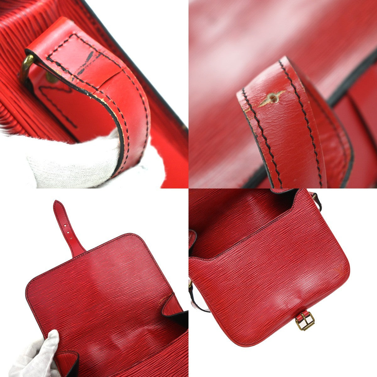 Louis Vuitton Cartouchiere Epi Leather Red Leather Shoulder Bag Bag (Pre-Owned)