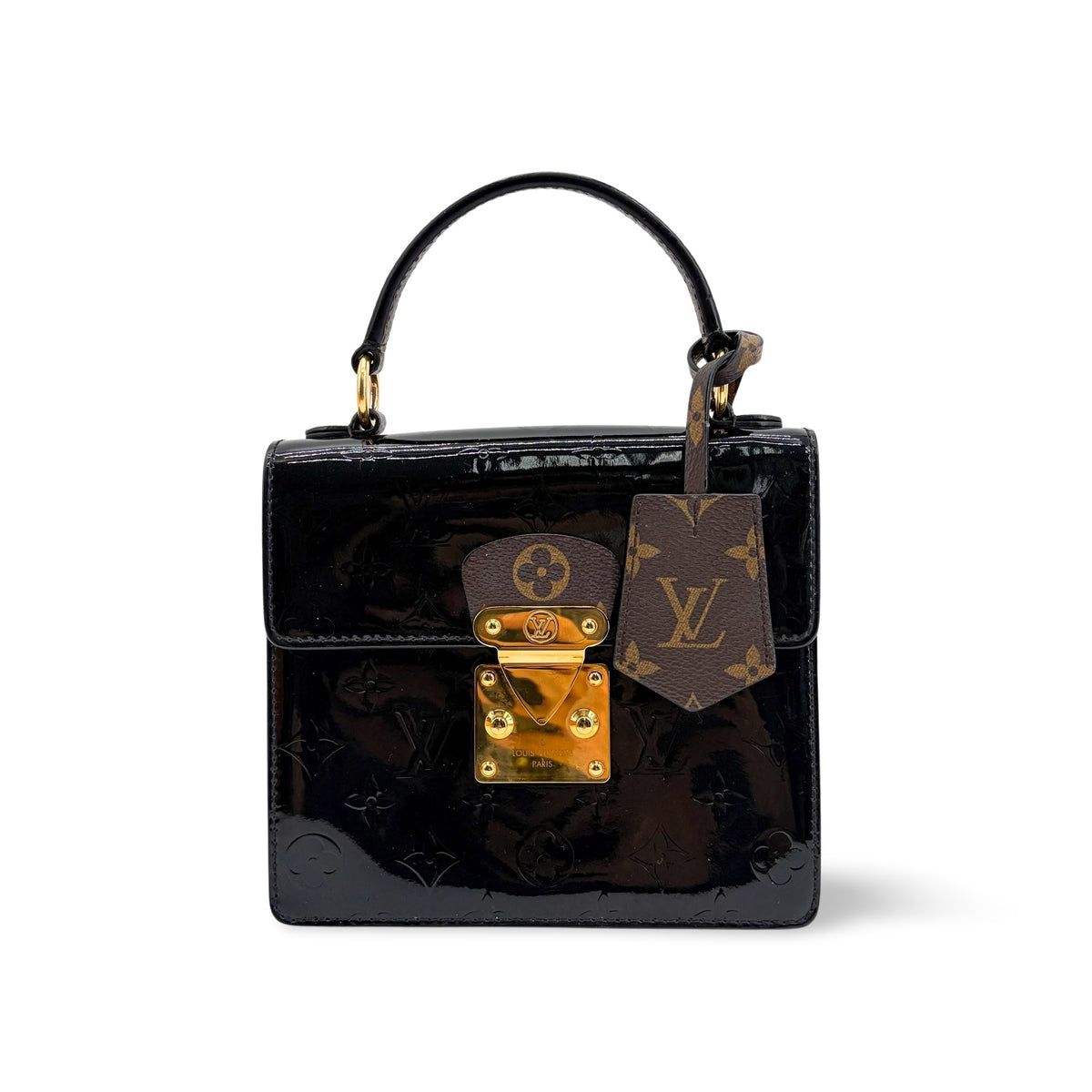 Louis Vuitton Spring Street Nm Monogram Vernis With Monogram Canvas And Epi Leather Black Patent_Leather Handbag (Pre-Owned)