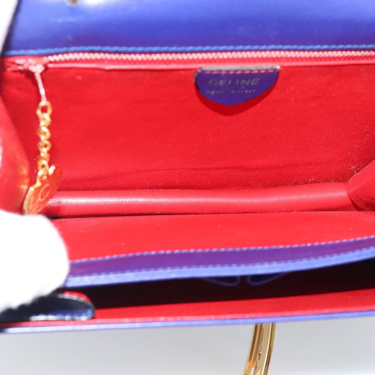 Celine Vintage Carriage Top Handle Leather Blue Leather Handbag (Pre-Owned)