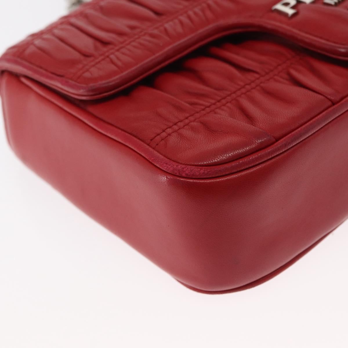 Prada Gaufre Chain Flap Nappa Leather Red Leather Shoulder Bag Bag (Pre-Owned)