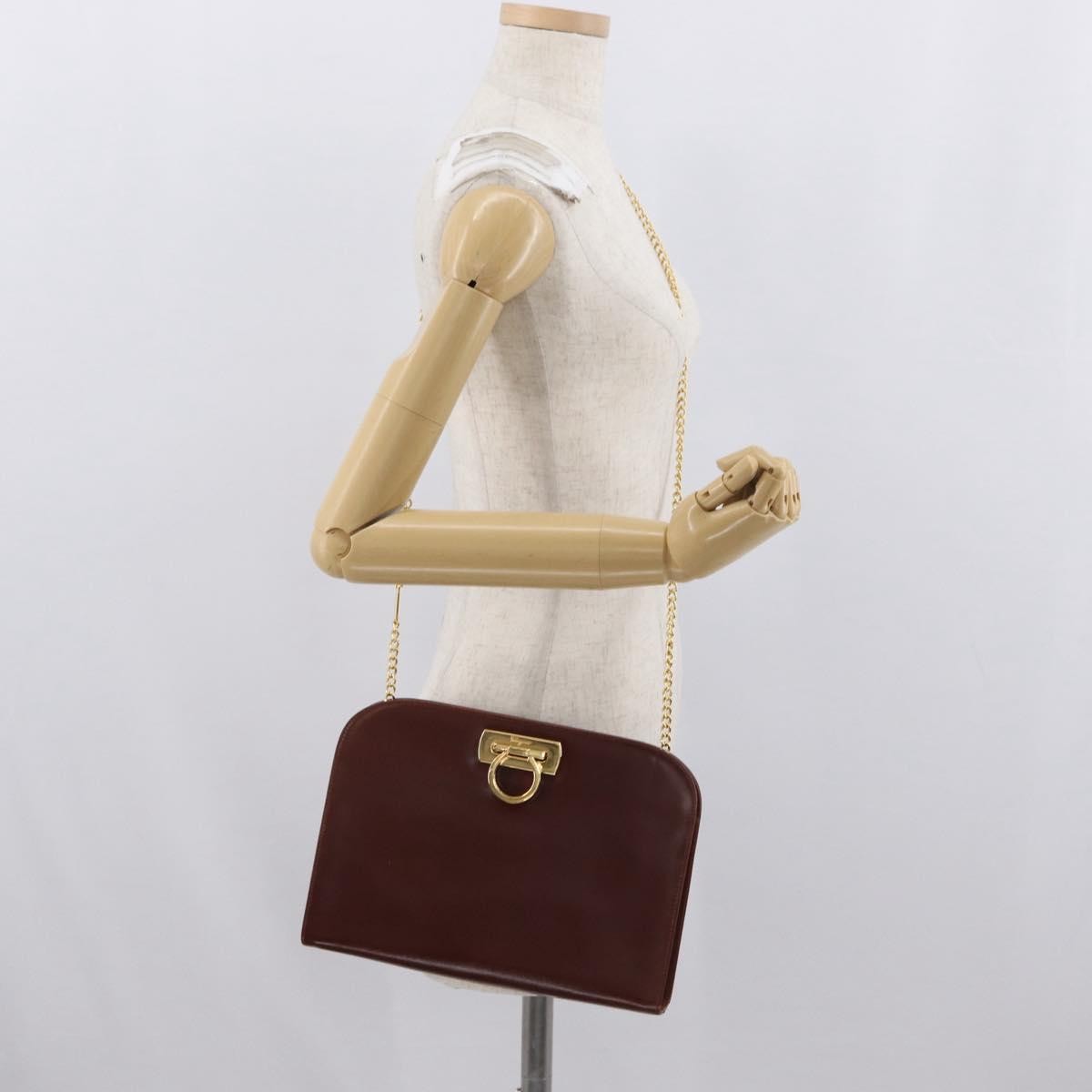 Salvatore Ferragamo Vintage Gancini Chain Leather Brown Leather Shoulder Bag Bag (Pre-Owned)