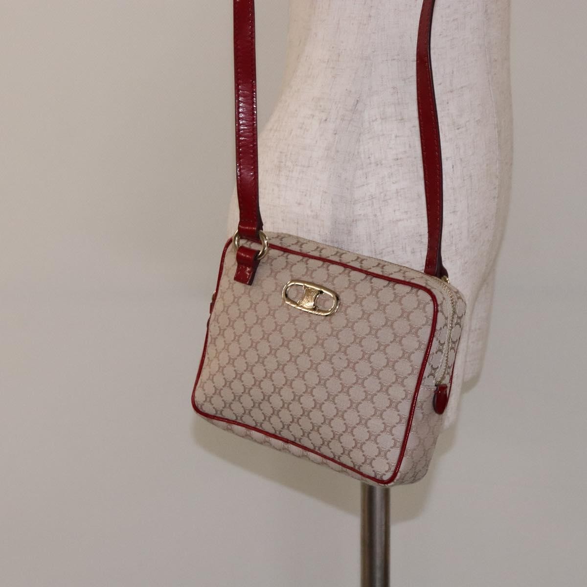 Celine Vintage Macadam Canvas Beige Canvas Shoulder Bag Bag (Pre-Owned)