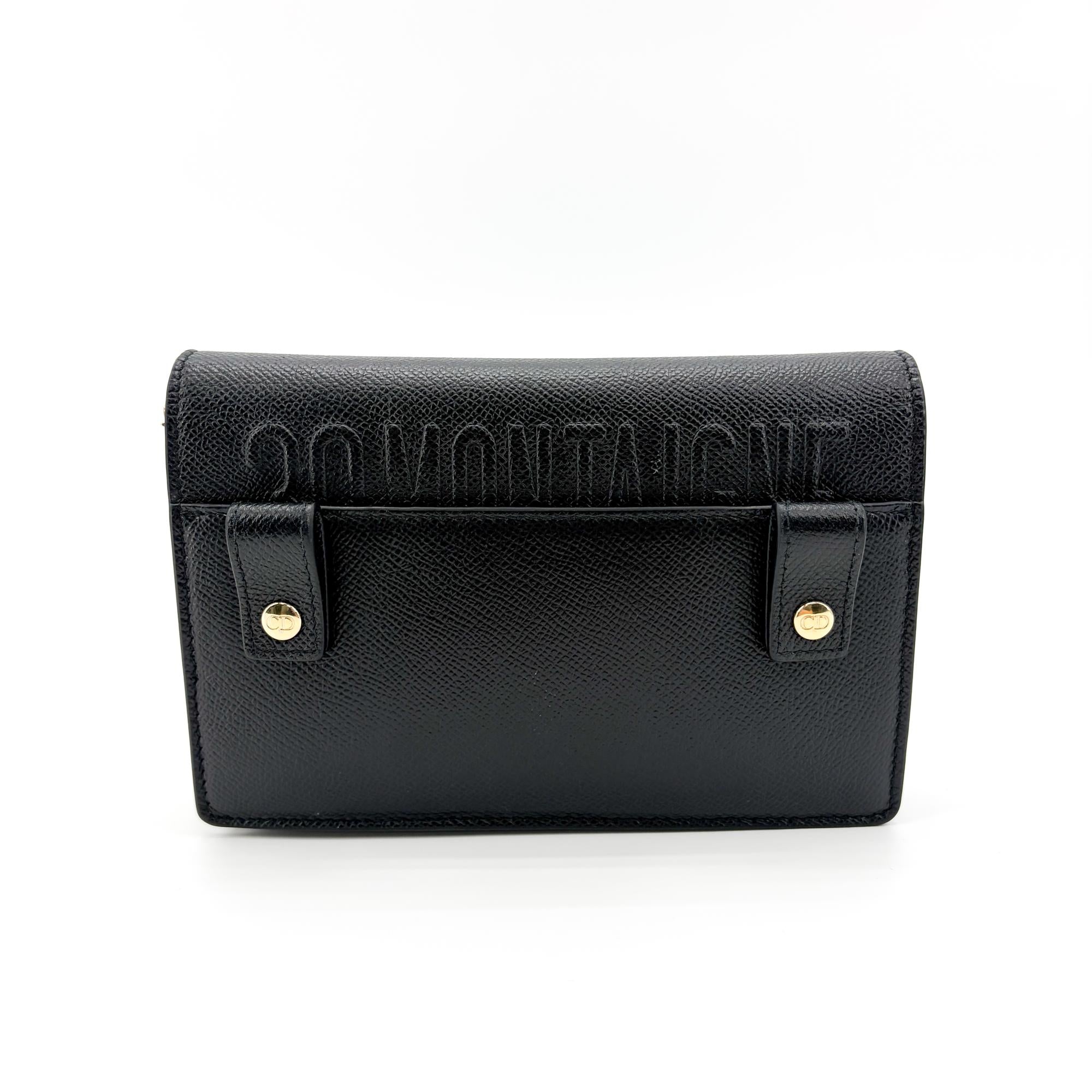 Christian Dior 30 Montaigne 2-In-1 Leather Black Calfskin Clutche & Pouche Bag (Pre-Owned)