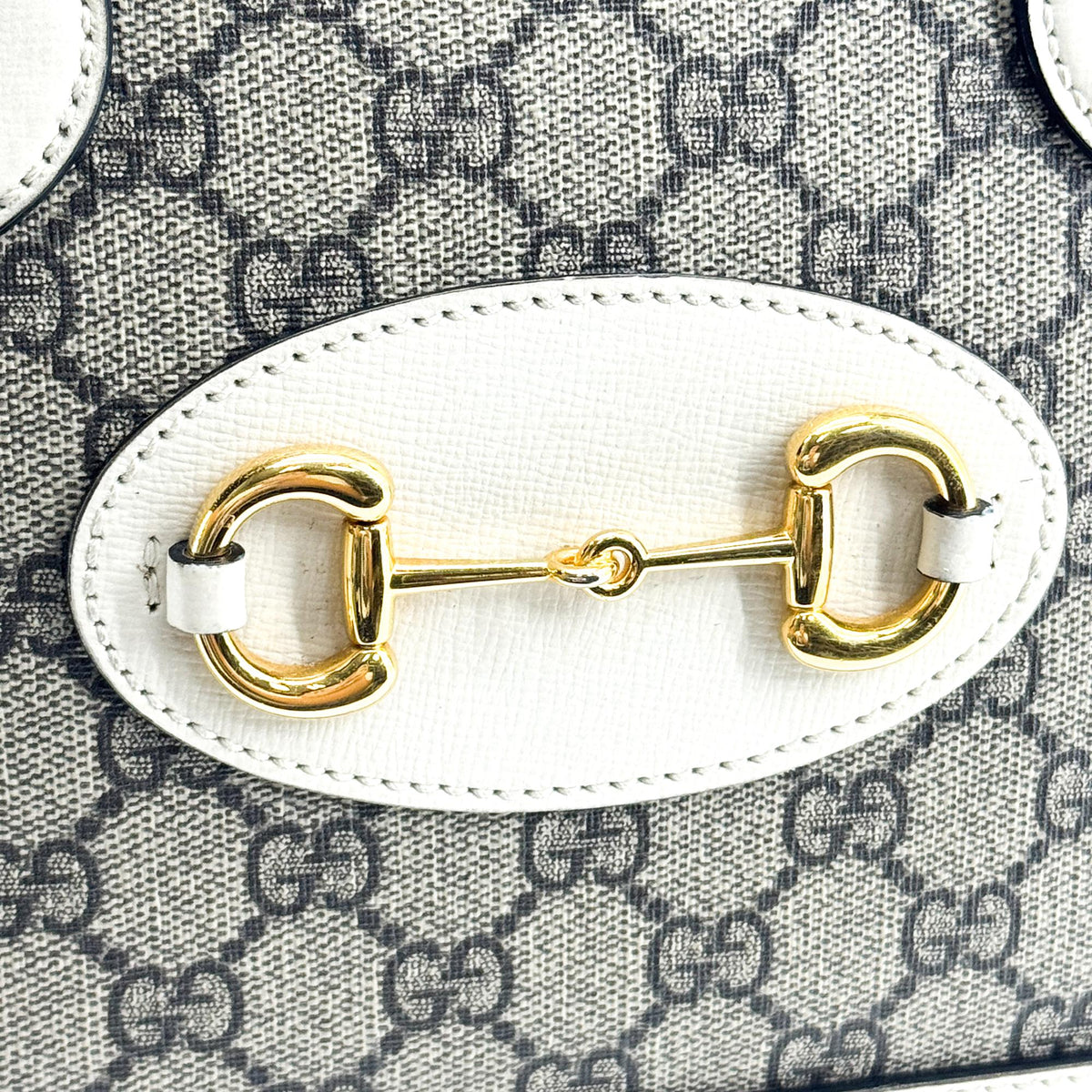 Gucci Horsebit 1955 Top Handle Gg Coated Canvas With Leather Beige Canvas Handbag (Pre-Owned)