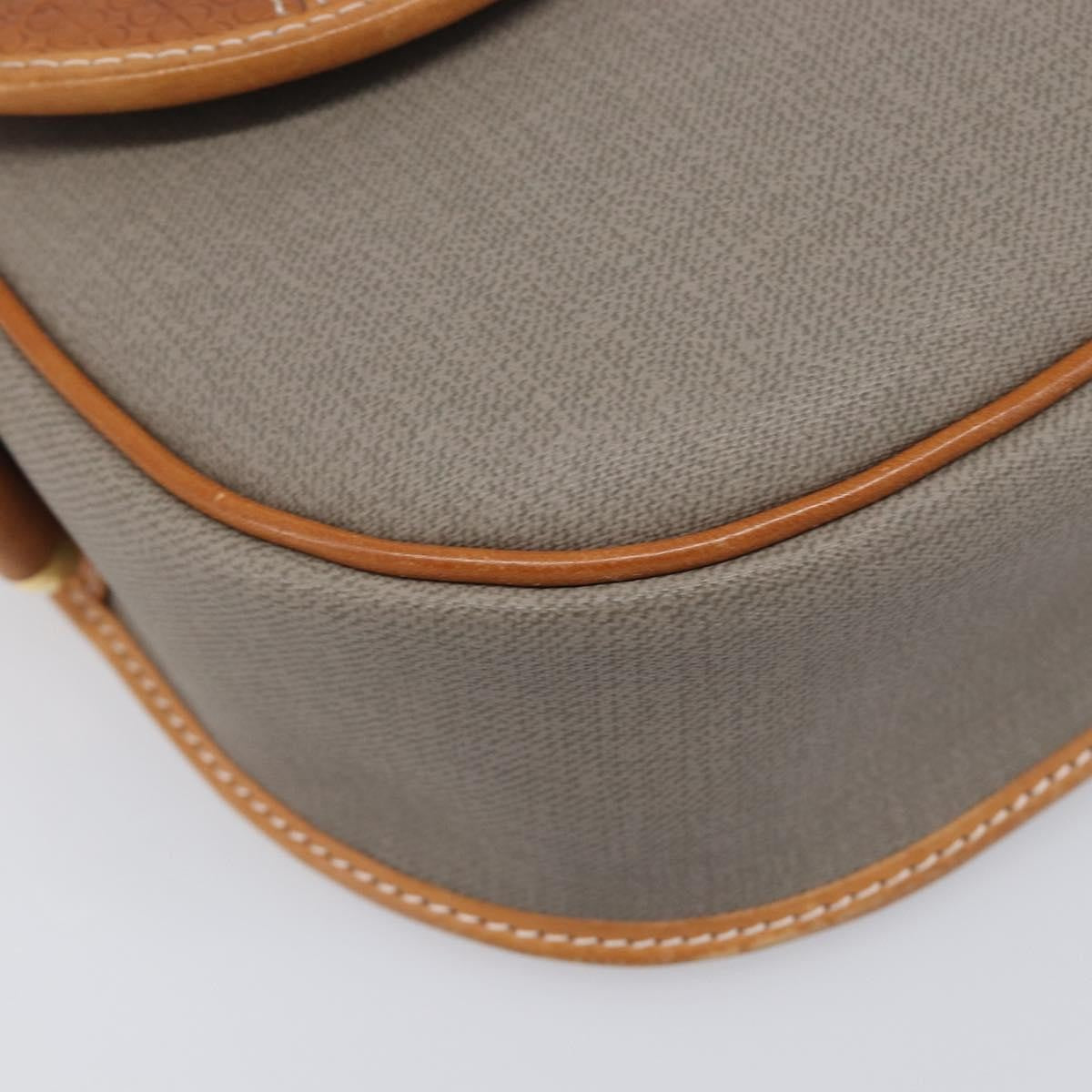 Christian Dior Vintage Cd Logo Canvas And Leather Gray Canvas Shoulder Bag Bag (Pre-Owned)