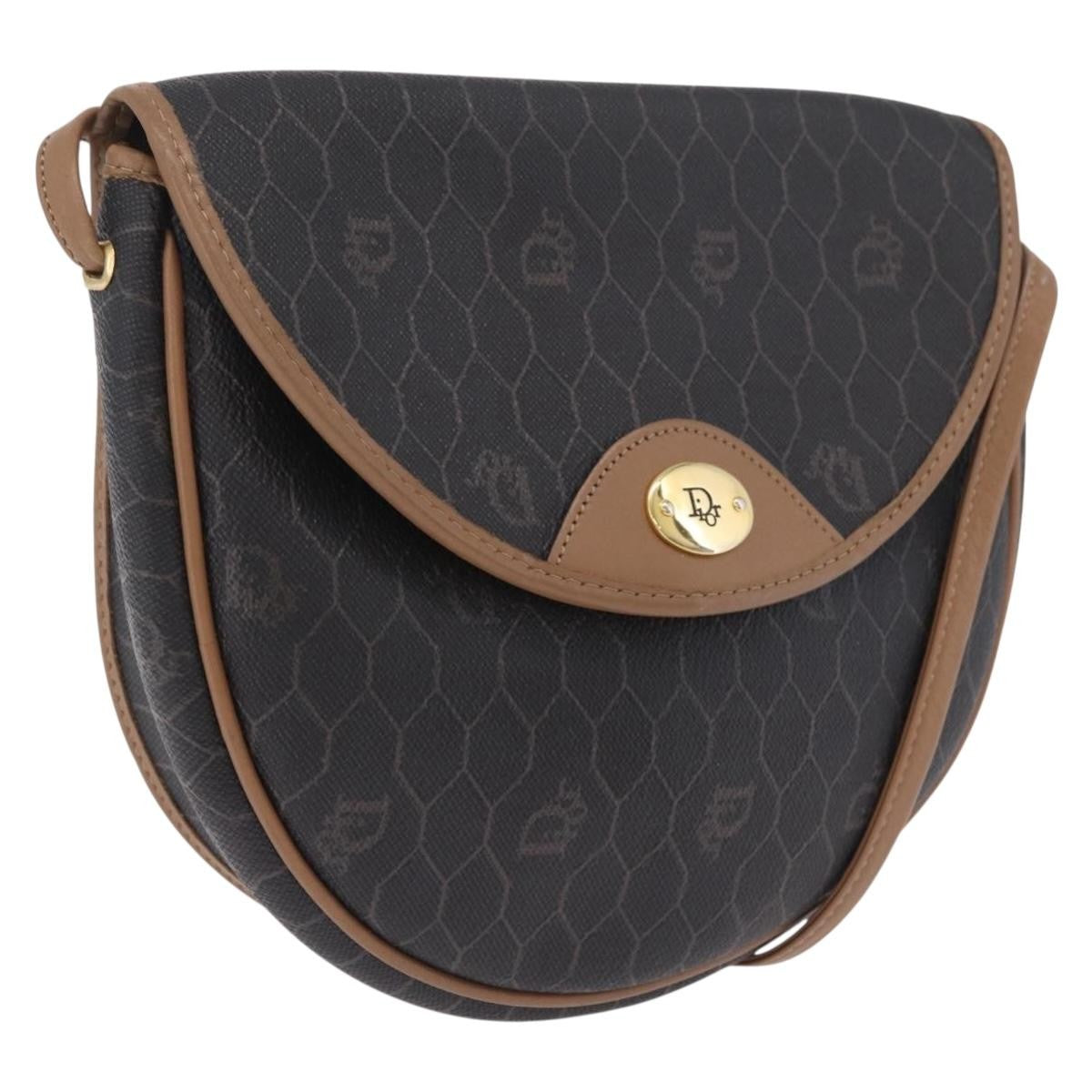 Christian Dior Vintage Honeycomb Canvas Black Canvas Shoulder Bag Bag (Pre-Owned)