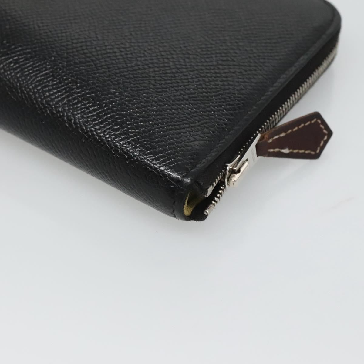 Hermes Azap Zip Around Silk'in Epsom Black Leather Wallets Accessory (Pre-Owned)