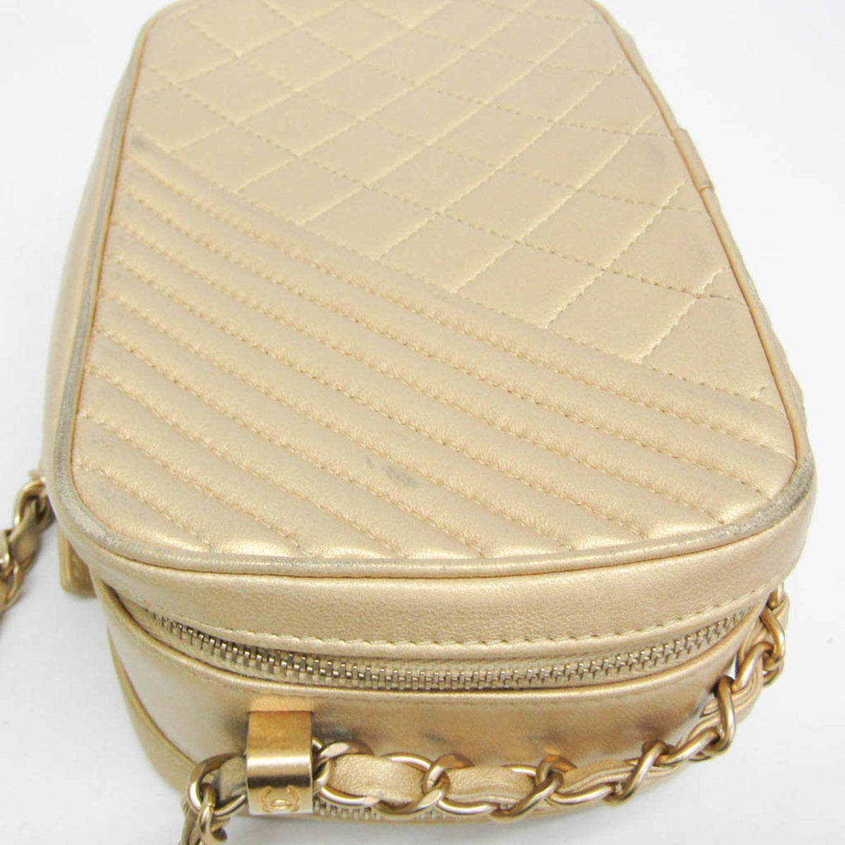 Chanel Vintage Camera Tassel Quilted Leather Gold Leather Handbag (Pre-Owned)