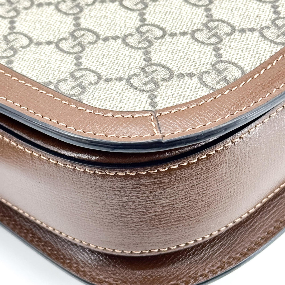 Gucci Horsebit 1955 Gg Coated Canvas With Leather Brown Canvas Shoulder Bag Bag (Pre-Owned)