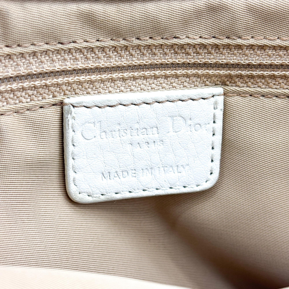 Christian Dior Vintage Trotter Street Chic Pocket Hobo Diorissimo Canvas White Canvas Shoulder Bag Bag (Pre-Owned)