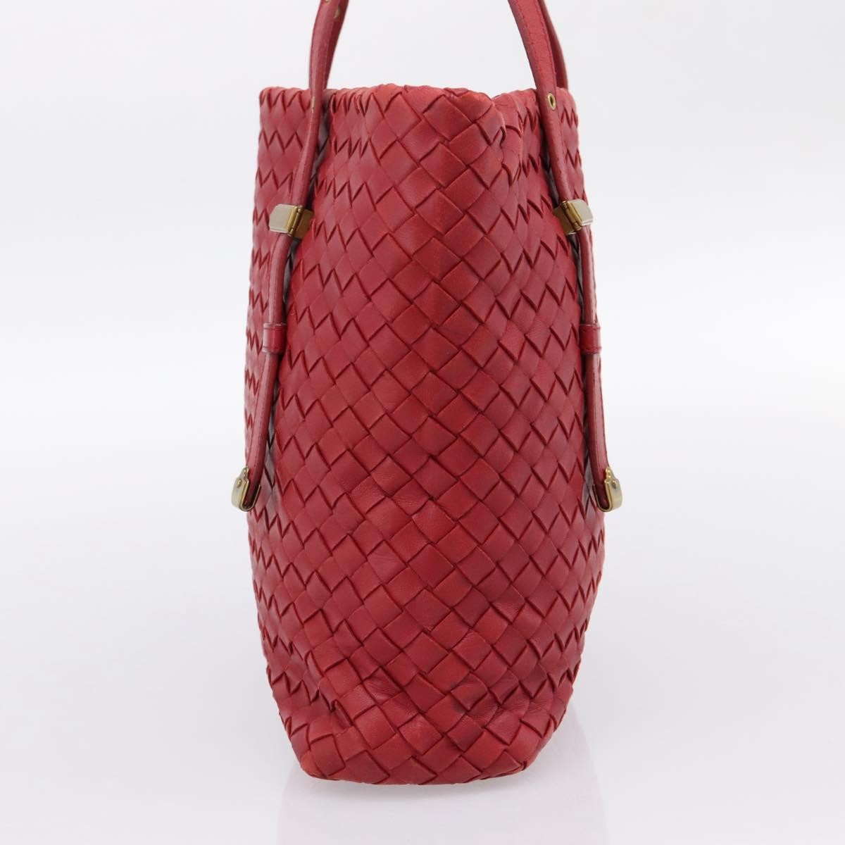 Bottega Veneta Belted Tote Intrecciato Nappa Red Leather Tote Bag Bag (Pre-Owned)