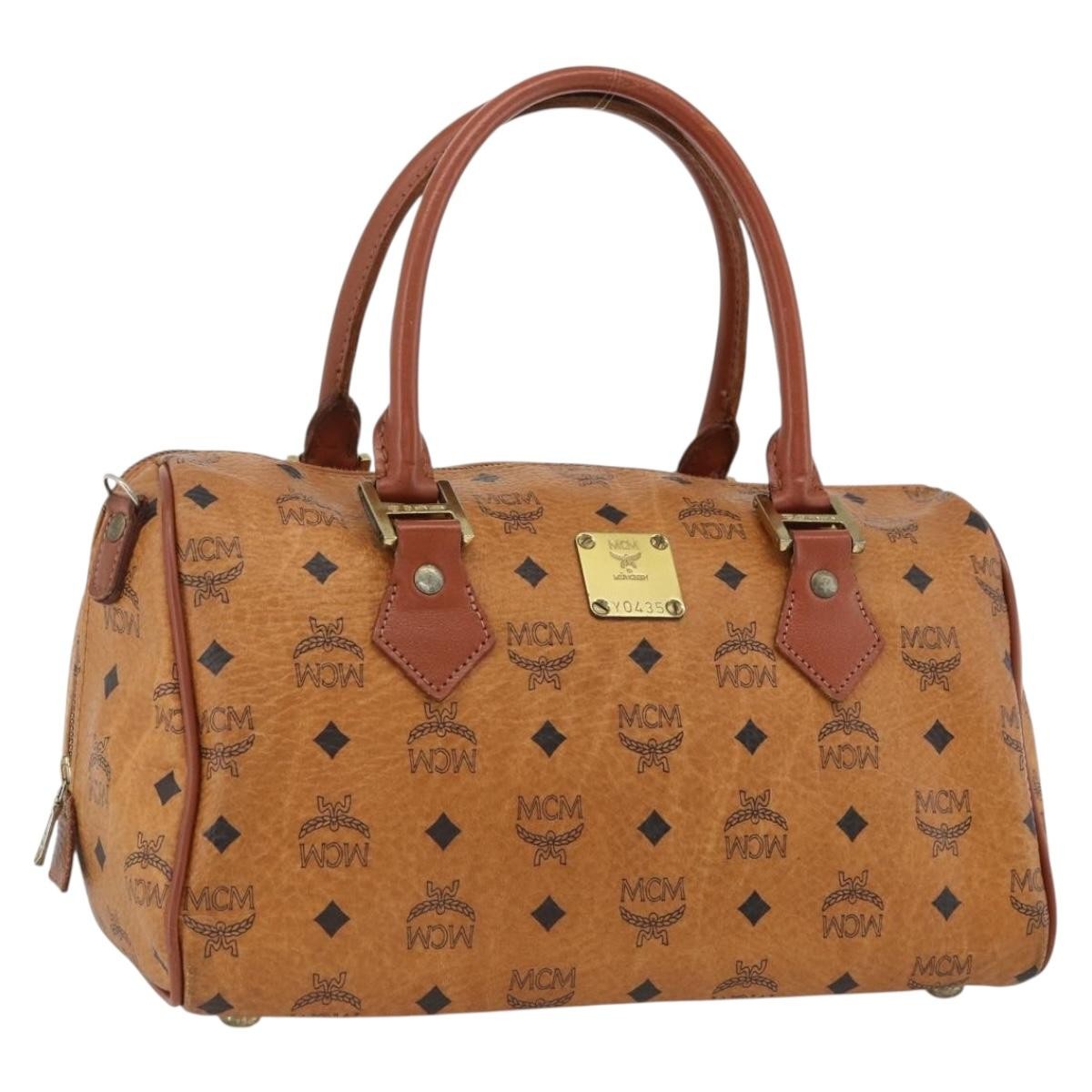 MCM Visetos Logogramme Leather Brown Leather Handbag (Pre-Owned)