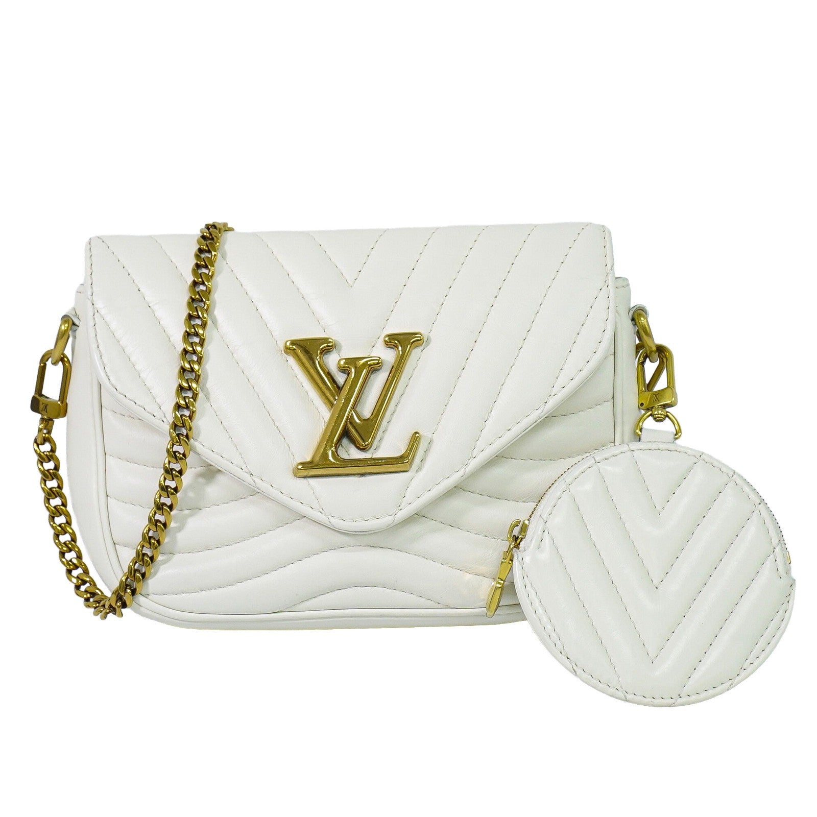 Louis Vuitton New Wave Multi Pochette Quilted Leather White Leather Shoulder Bag Bag (Pre-Owned)