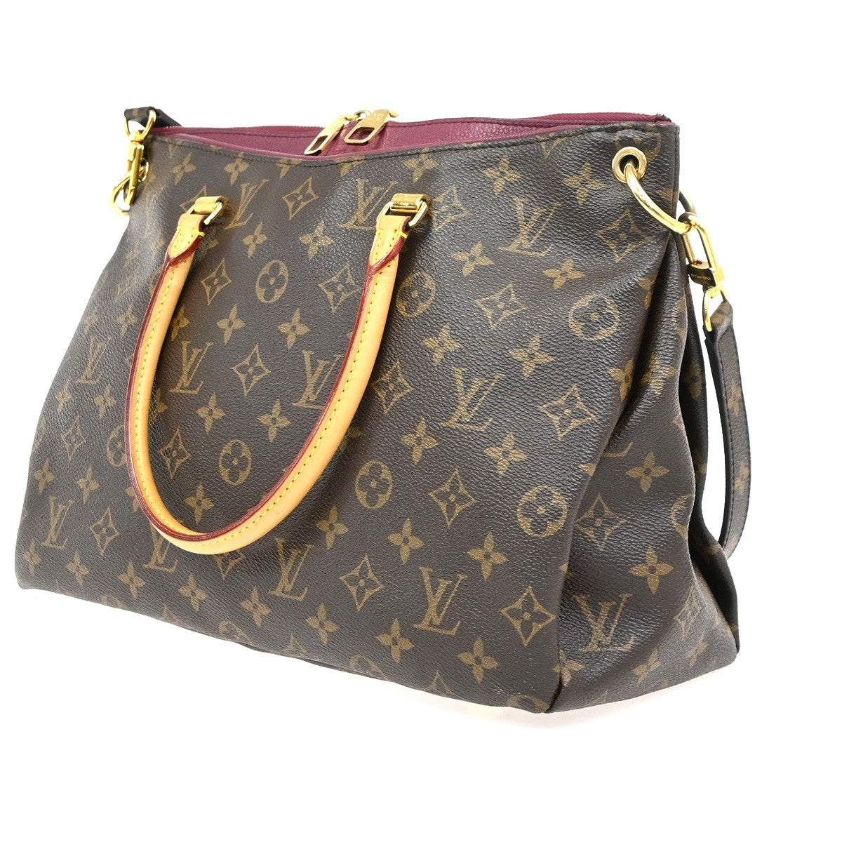 Louis Vuitton Pallas Tote Monogram Canvas With Leather Brown Leather Handbag (Pre-Owned)