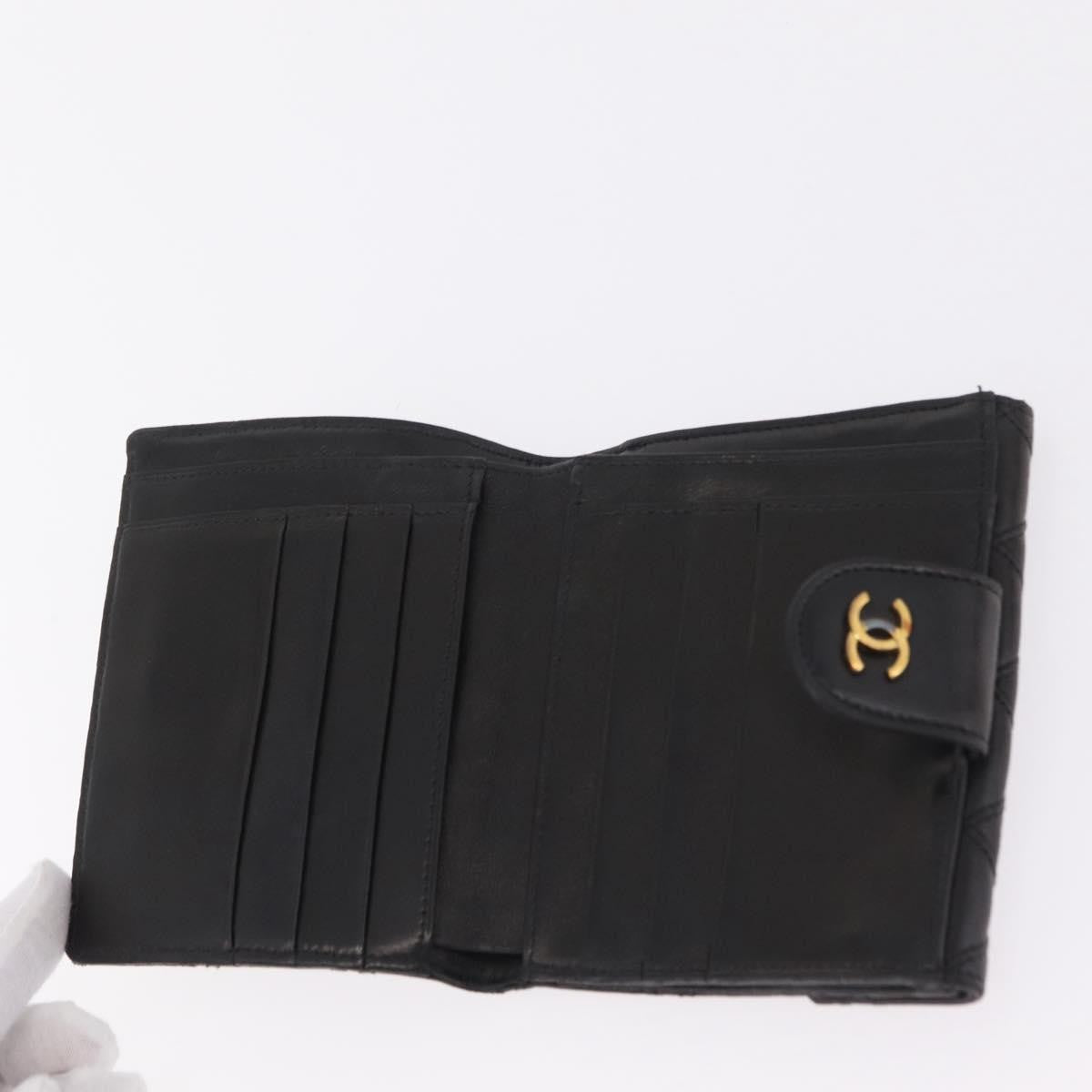 Chanel Cc Compact Quilted Caviar Black Leather Wallets Accessory (Pre-Owned)