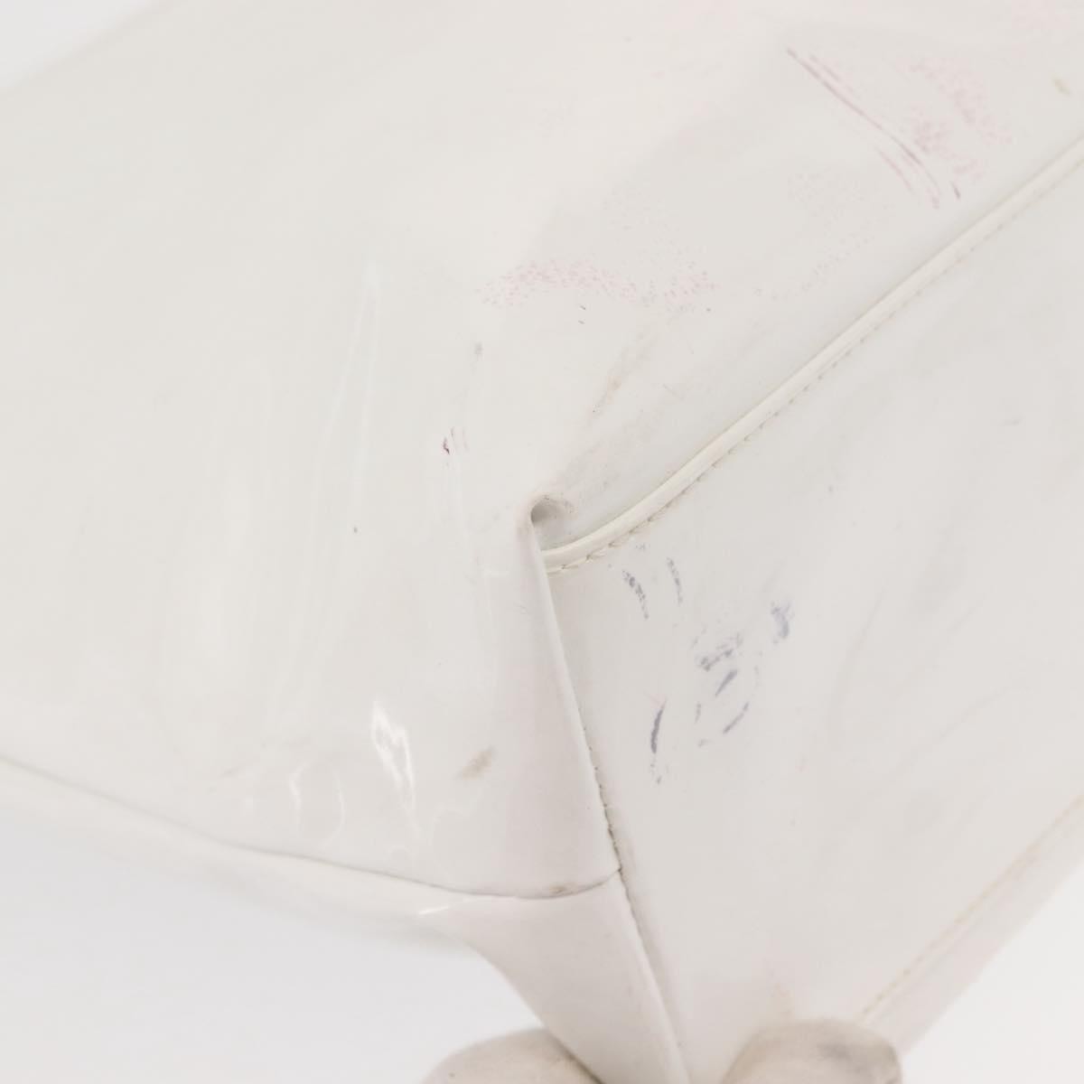 Salvatore Ferragamo Gancini Tote Patent Leather White Patent_Leather Tote Bag Bag (Pre-Owned)
