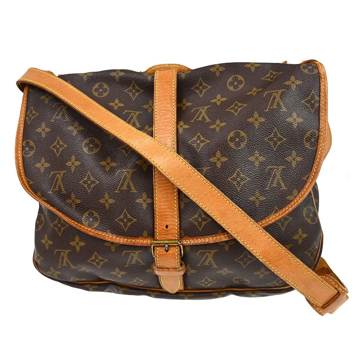 Louis Vuitton Saumur Monogram Brown Canvas Shoulder Bag Bag (Pre-Owned)