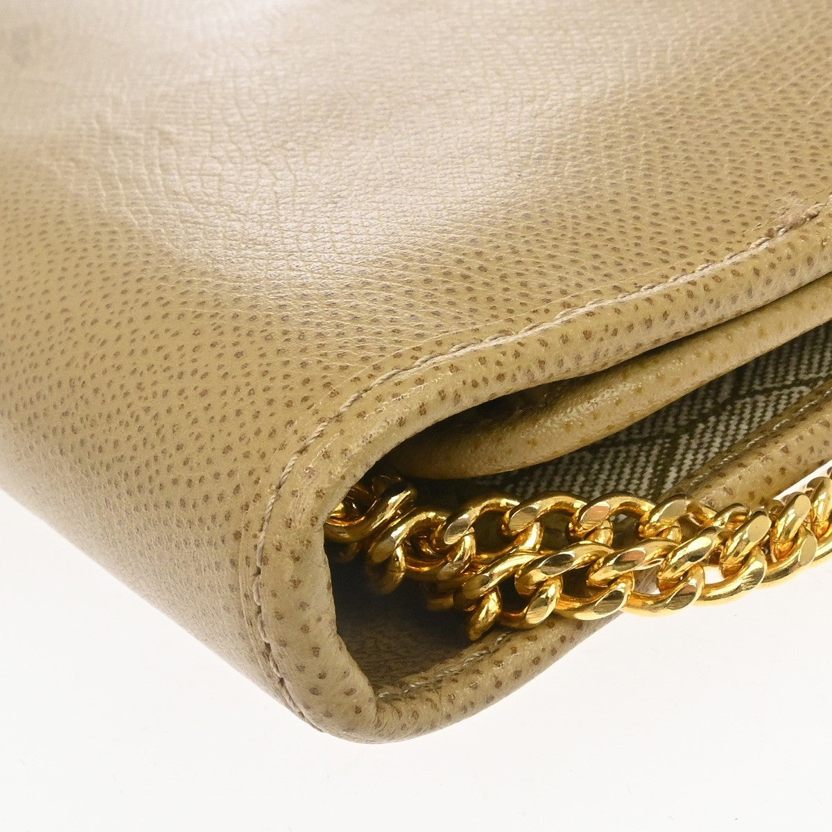 Christian Dior Vintage Chain Flap Leather Beige Leather Shoulder Bag Bag (Pre-Owned)
