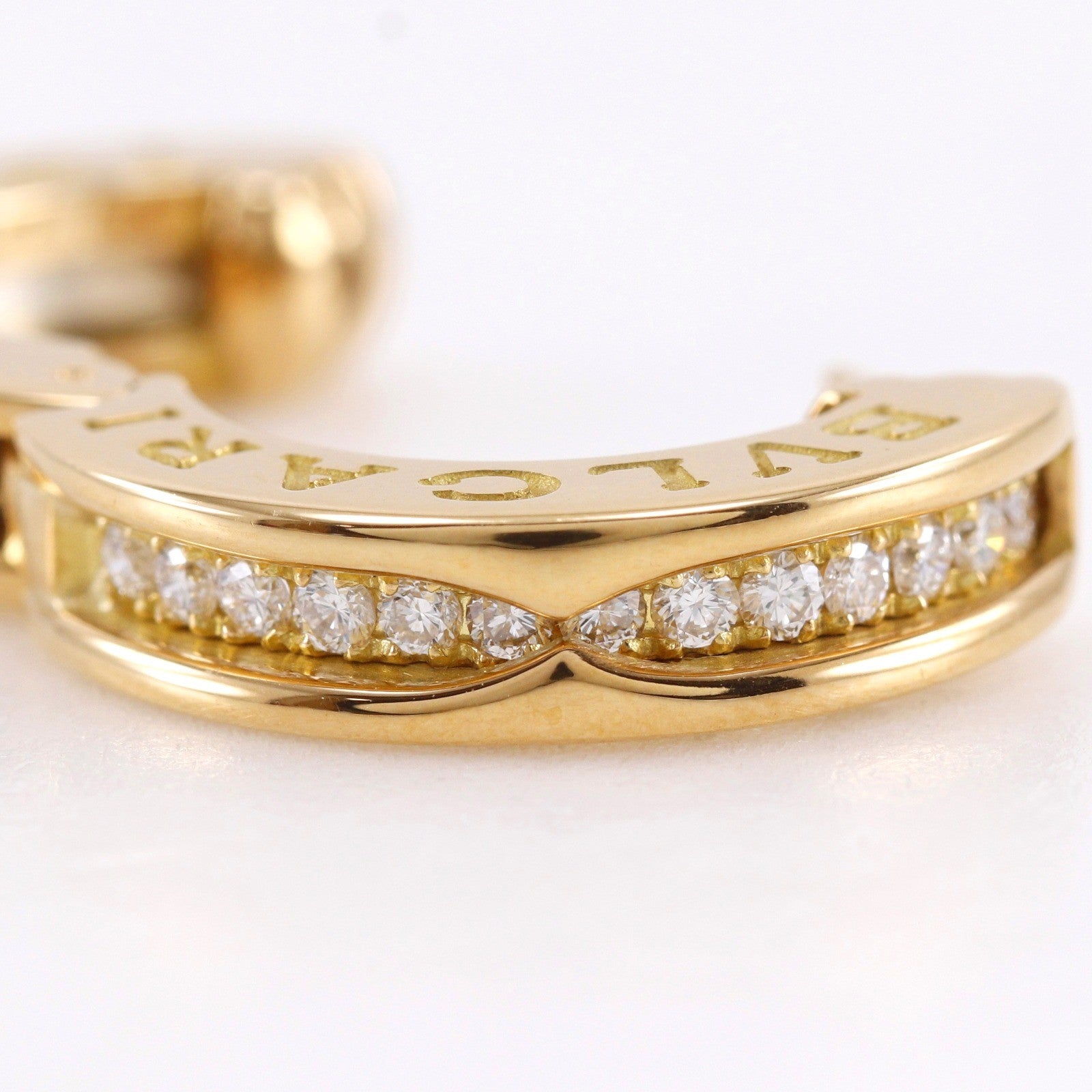 Bvlgari B.Zero1 Hoop 18K Yellow Gold And Diamonds Gold Yellow_Gold Earrings Jewelry (Pre-Owned)