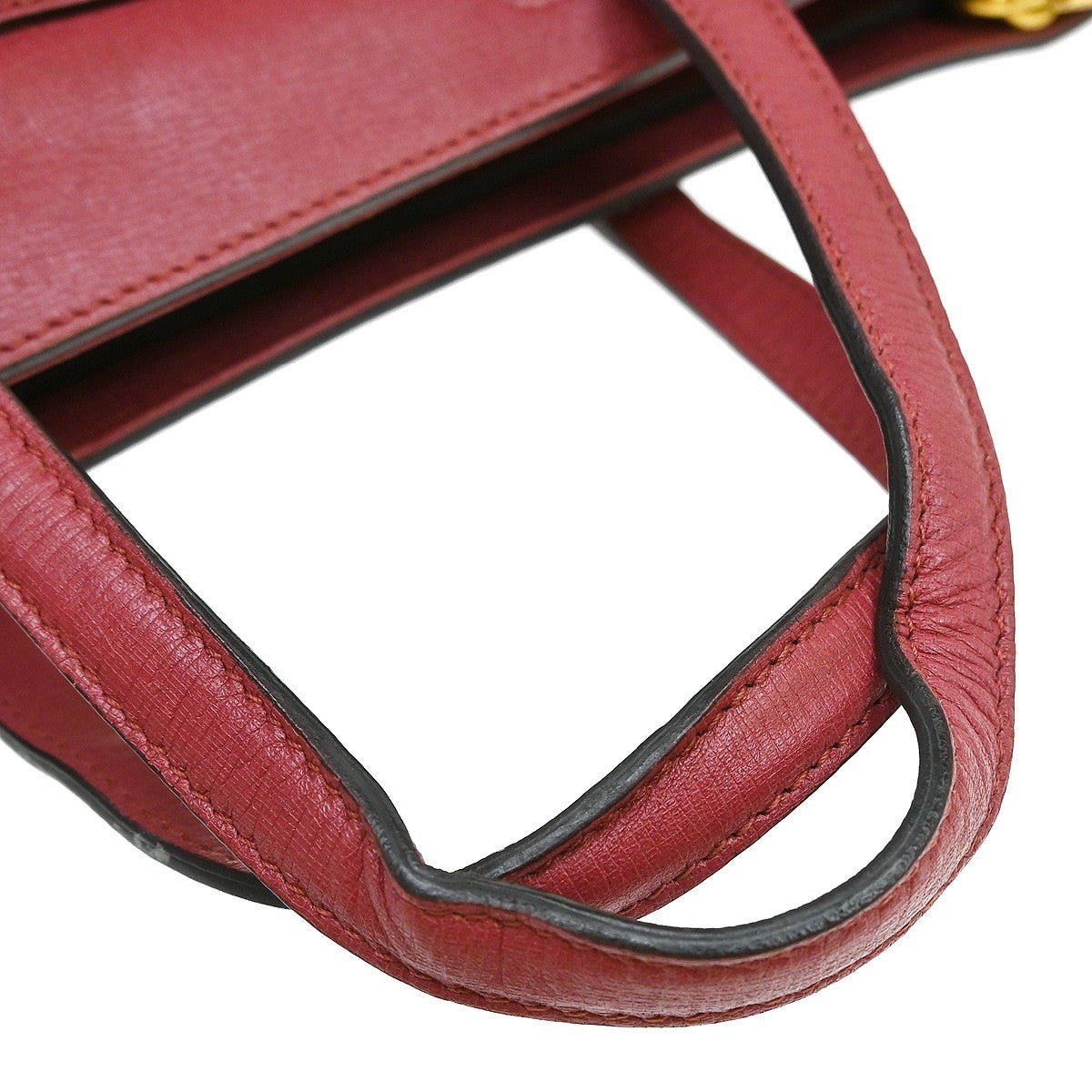Gucci Bright Bit Convertible Tote Leather Red Leather Tote Bag Bag (Pre-Owned)