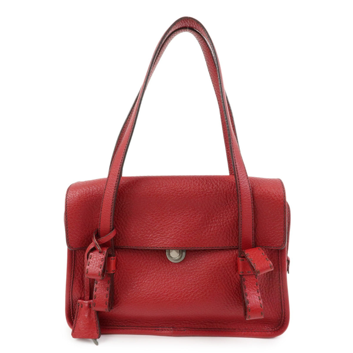 Prada Shoulder Leather Red Leather Shoulder Bag Bag (Pre-Owned)