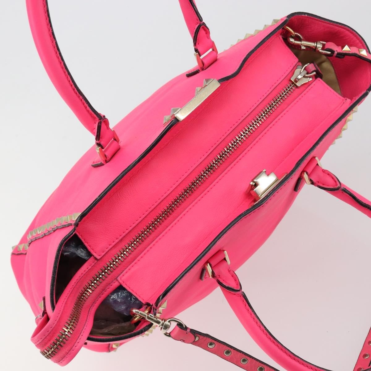 Valentino Garavani Rockstud Tote Soft Leather Pink Leather Tote Bag Bag (Pre-Owned)