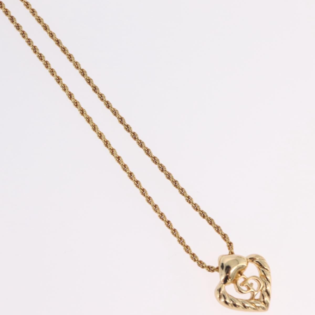 Christian Dior Vintage Cd Heart Pendant Metal Gold Metal Necklace Jewelry (Pre-Owned)