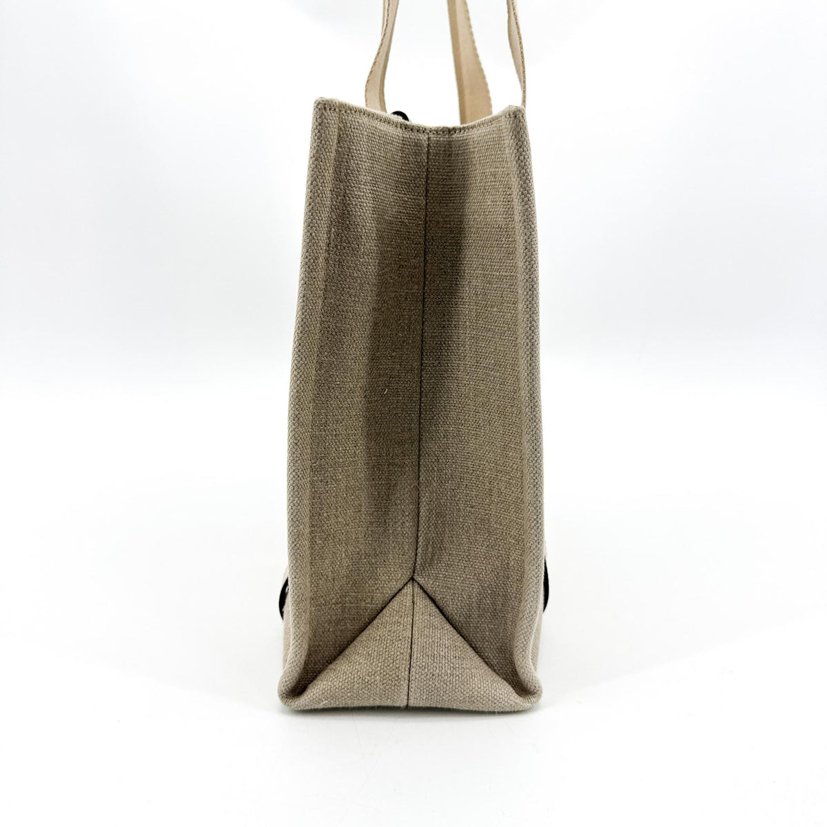 Chloe Woody Canvas With Leather Beige Canvas Tote Bag Bag (Pre-Owned)