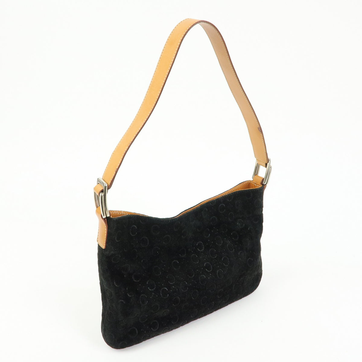 Celine C Macadam Shoulder Suede Black Suede Handbag (Pre-Owned)