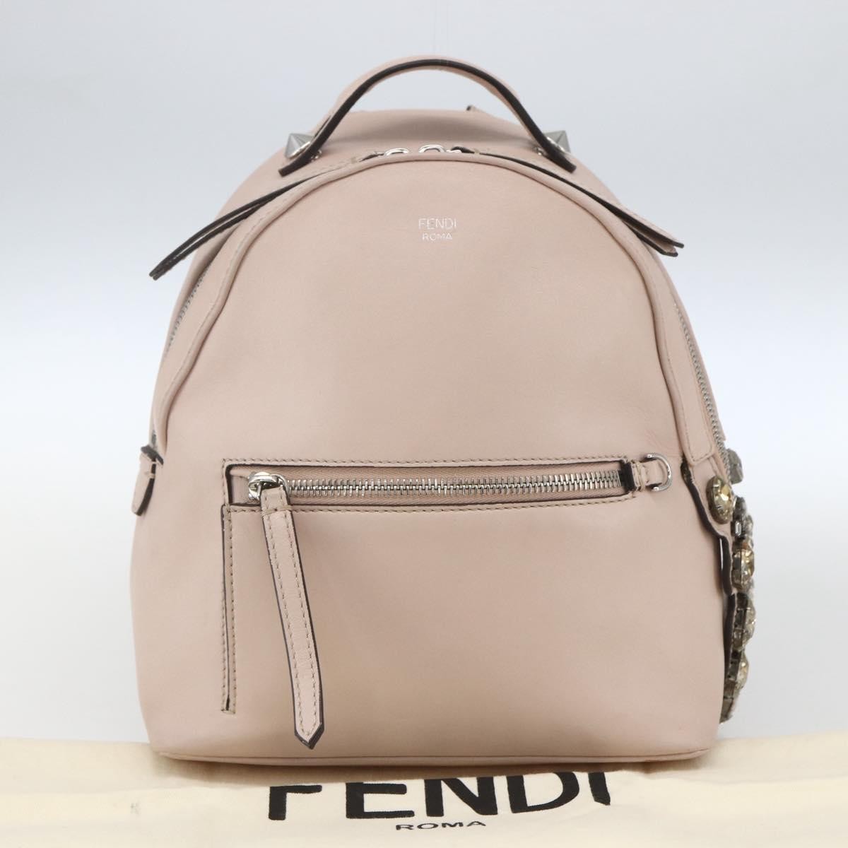 Fendi By The Way Leather Beige Leather Backpack Bag (Pre-Owned)