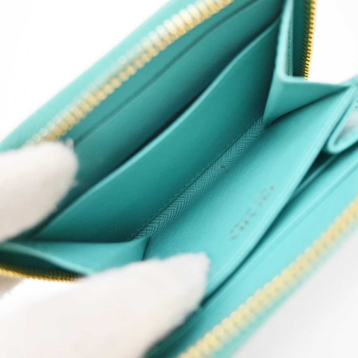 Prada Zip Around Saffiano Leather Blue Leather Wallets Accessory (Pre-Owned)