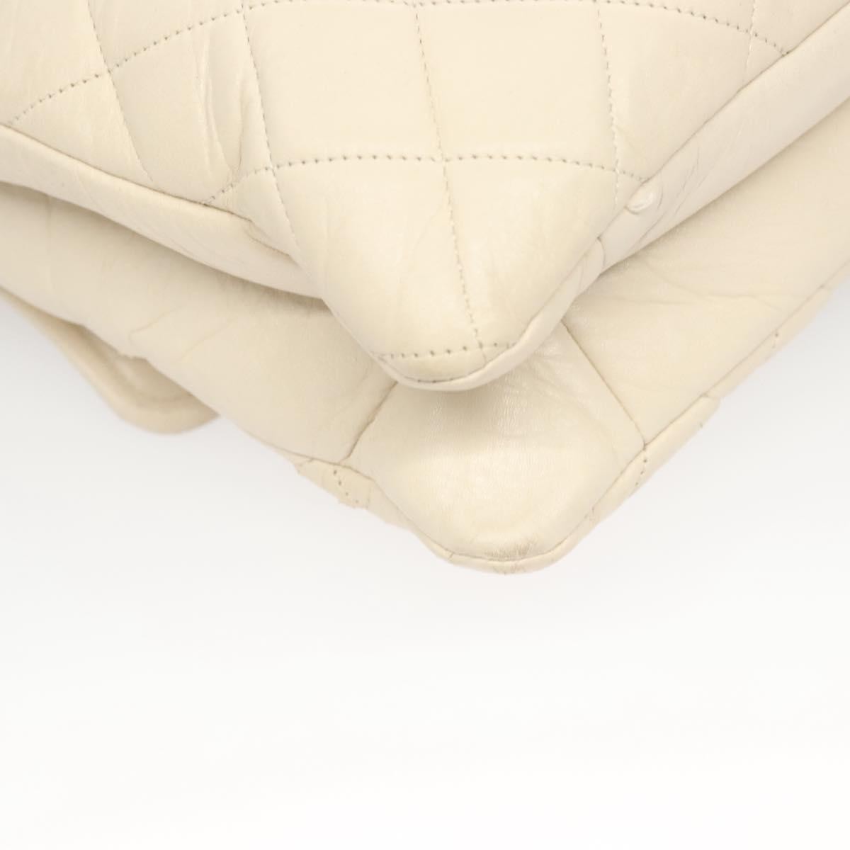 Chanel Padded Envelope Flap Quilted Aged Calfskin White Leather Shoulder Bag Bag (Pre-Owned)