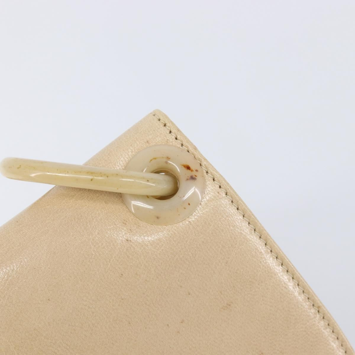Prada Resin Chain Ruffle Flap Leather Beige Leather Handbag (Pre-Owned)
