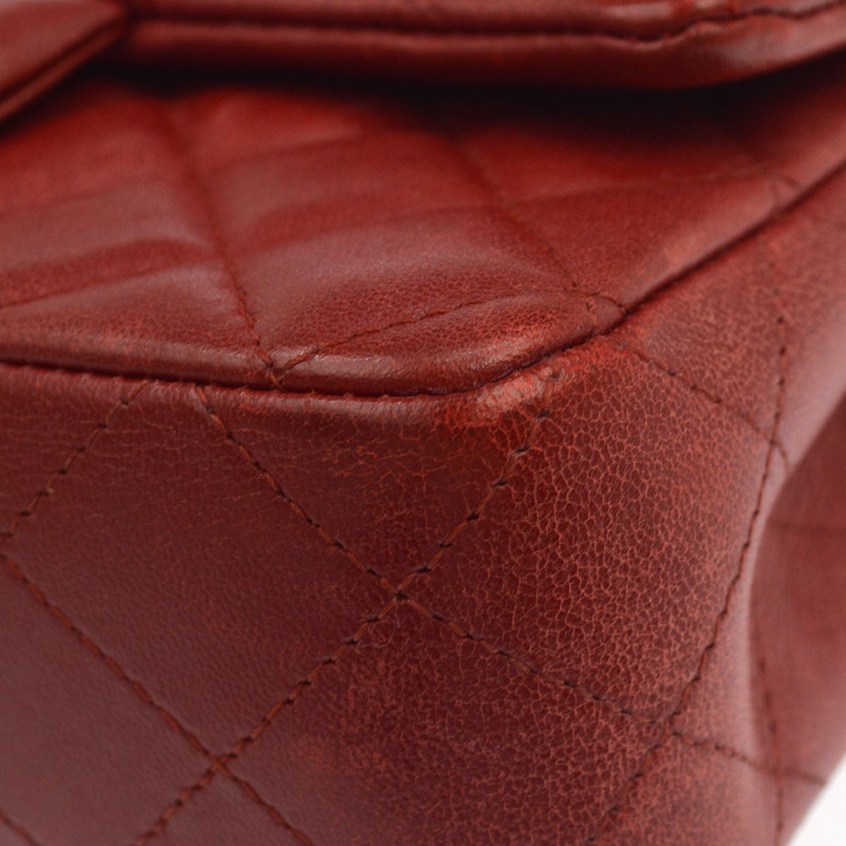 Chanel Classic Single Flap Bag Quilted Lambskin Red Leather Shoulder Bag Bag (Pre-Owned)