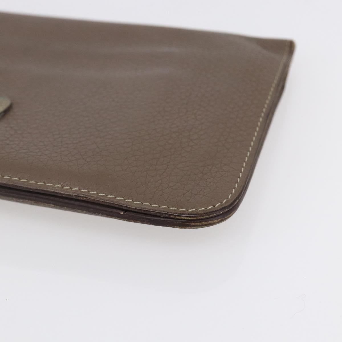 Hermes Dogon Duo Combined Leather Gray Leather Wallets Accessory (Pre-Owned)