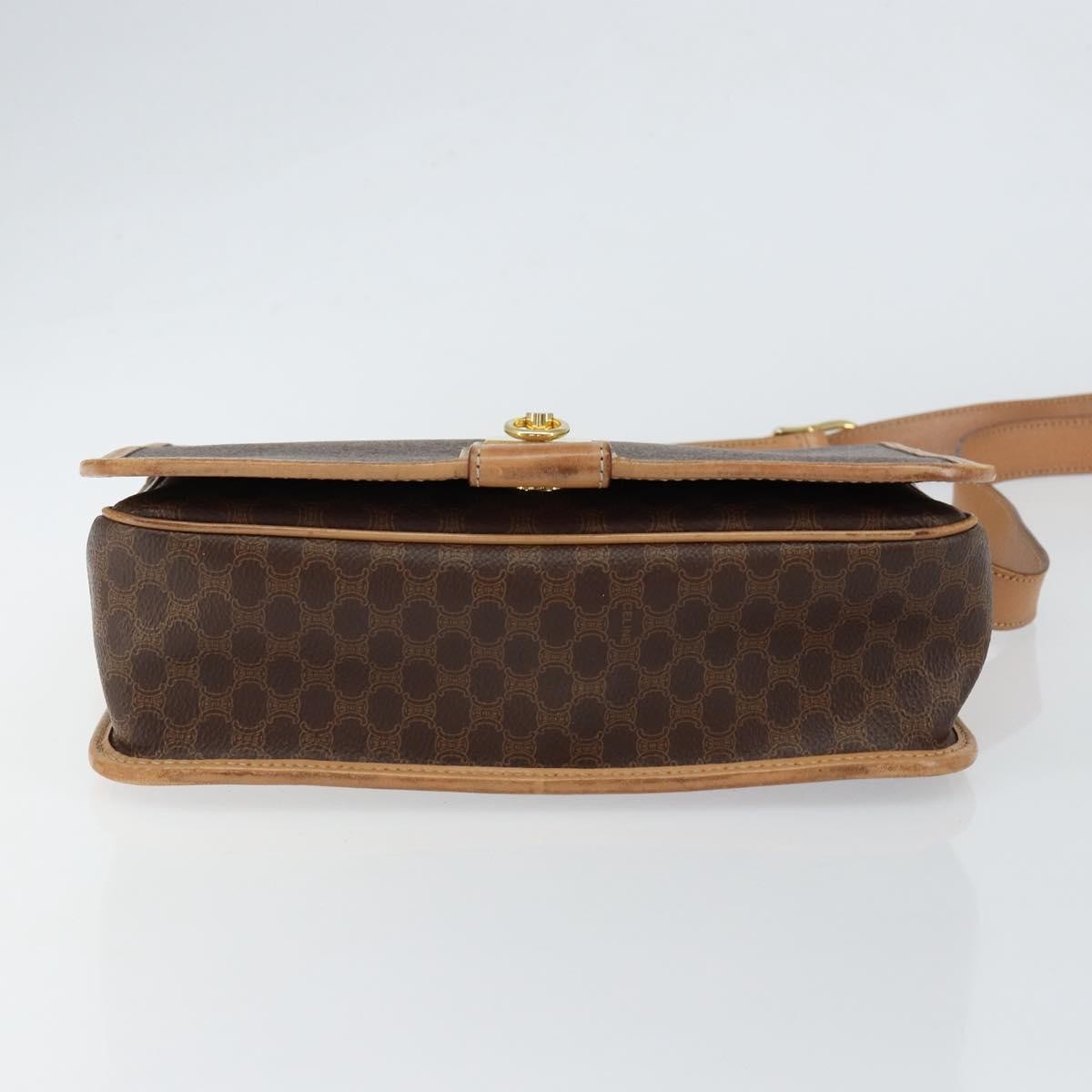 Celine Vintage Macadam Canvas And Leather Brown Canvas Shoulder Bag Bag (Pre-Owned)