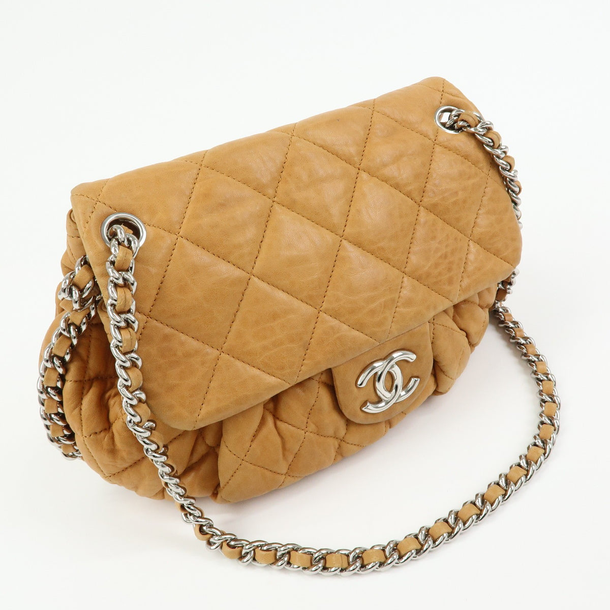 Chanel Chain Around Flap Quilted Leather Brown Leather Handbag (Pre-Owned)