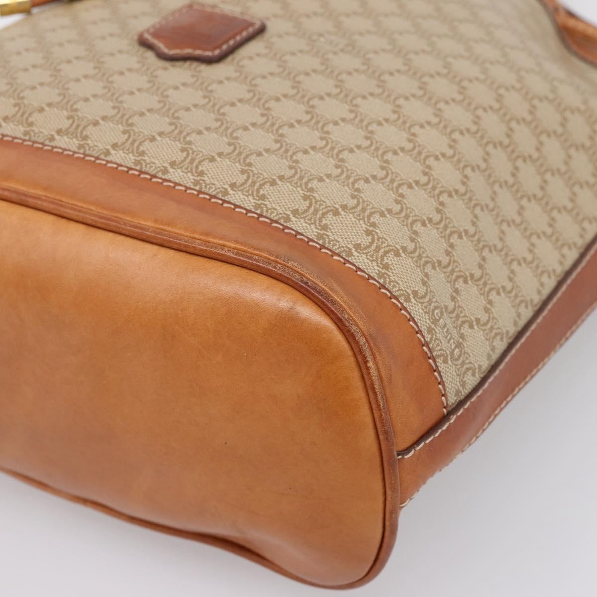 Celine Macadam Leather Beige Canvas Shoulder Bag Bag (Pre-Owned)
