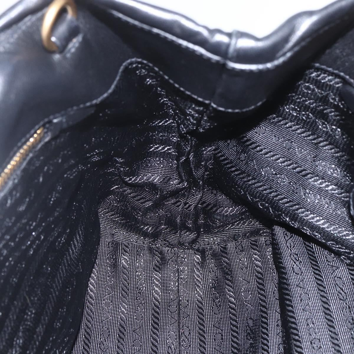 Prada Bow Tote Leather Black Leather Tote Bag Bag (Pre-Owned)