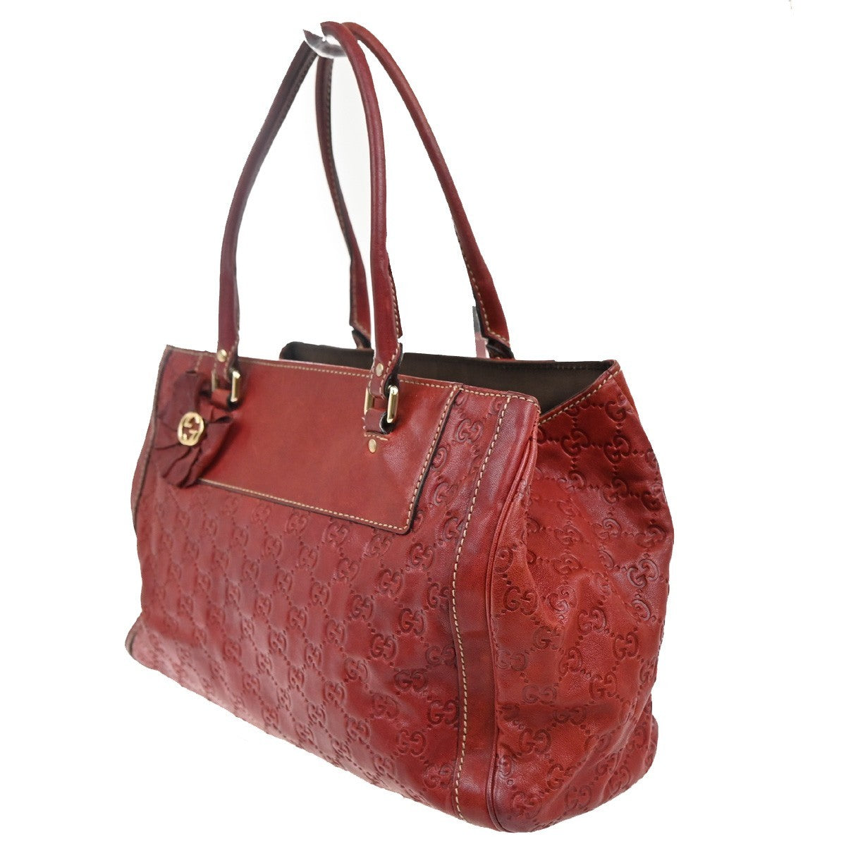 Gucci Vintage Leather Red Leather Handbag (Pre-Owned)