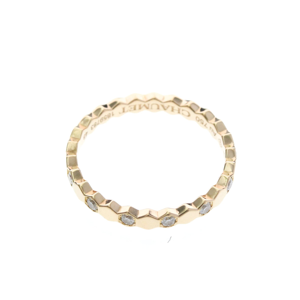 Chaumet Bee My Love Half Pave Band 18K Rose Gold With Diamonds Gold Rose_Gold Ring Jewelry (Pre-Owned)