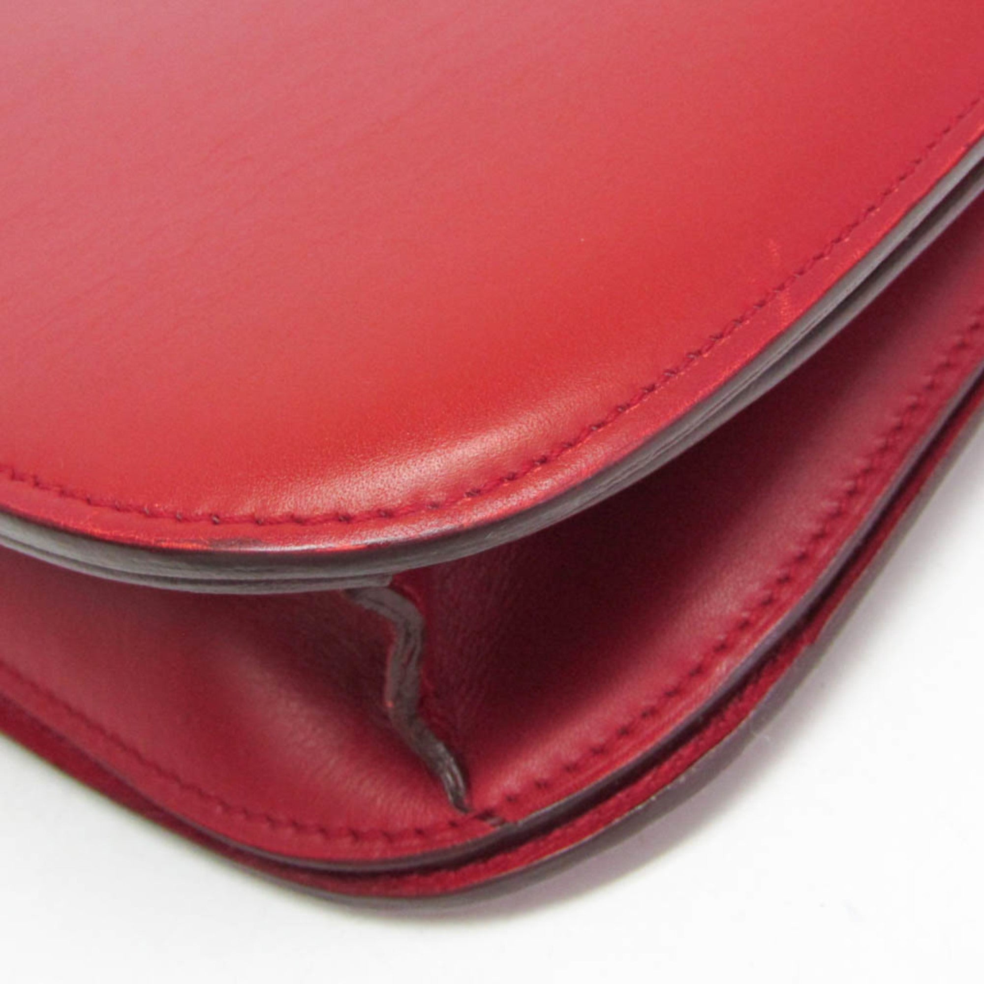 Celine Classic Box Smooth Leather Red Calfskin Handbag (Pre-Owned)