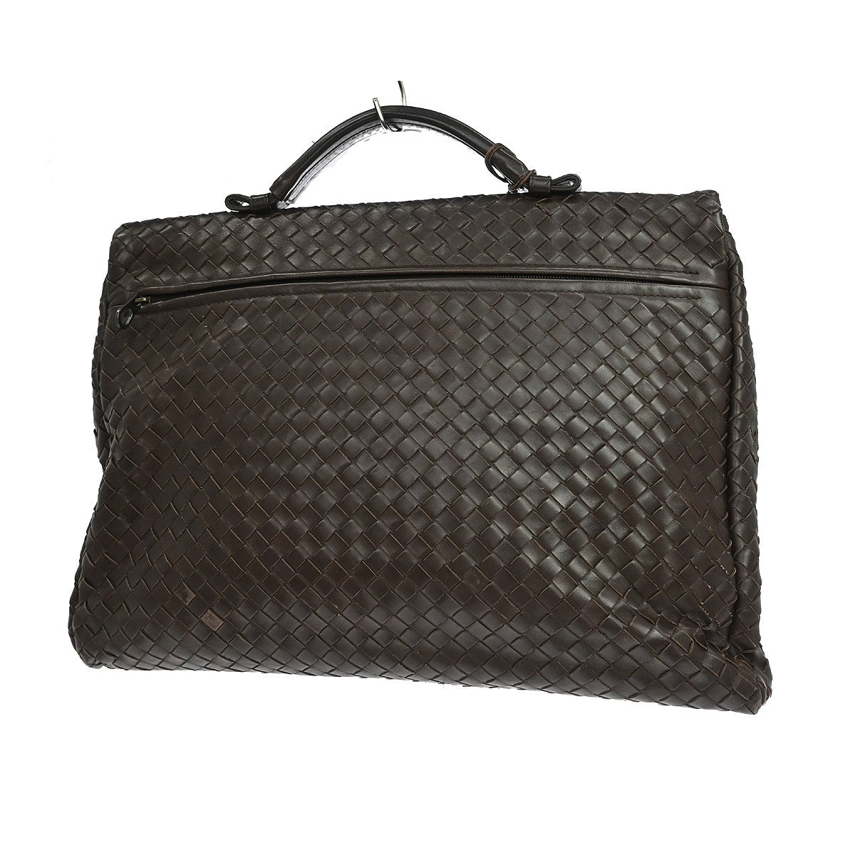 Bottega Veneta Envelope Intrecciato Nappa Brown Leather Briefcase Bag (Pre-Owned)