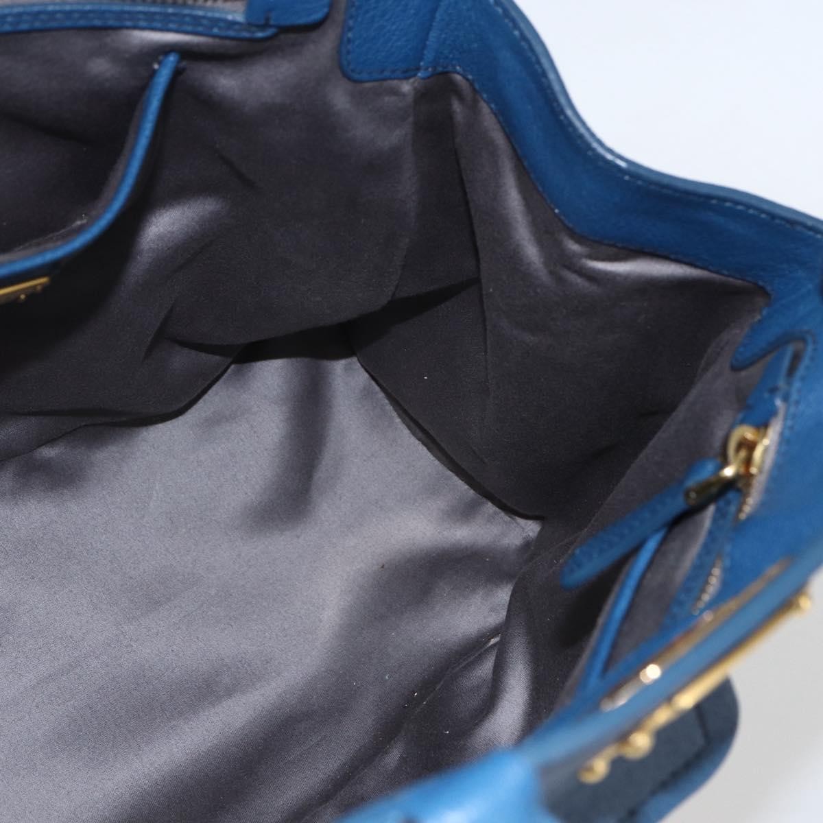 Miu Miu Vintage Leather Blue Leather Tote Bag Bag (Pre-Owned)
