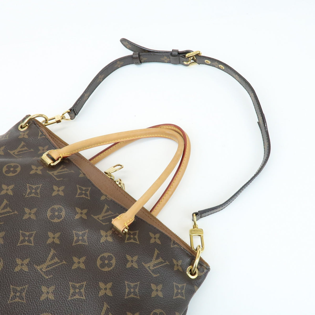 Louis Vuitton Pallas Monogram Canvas With Leather Brown Canvas Tote Bag Bag (Pre-Owned)
