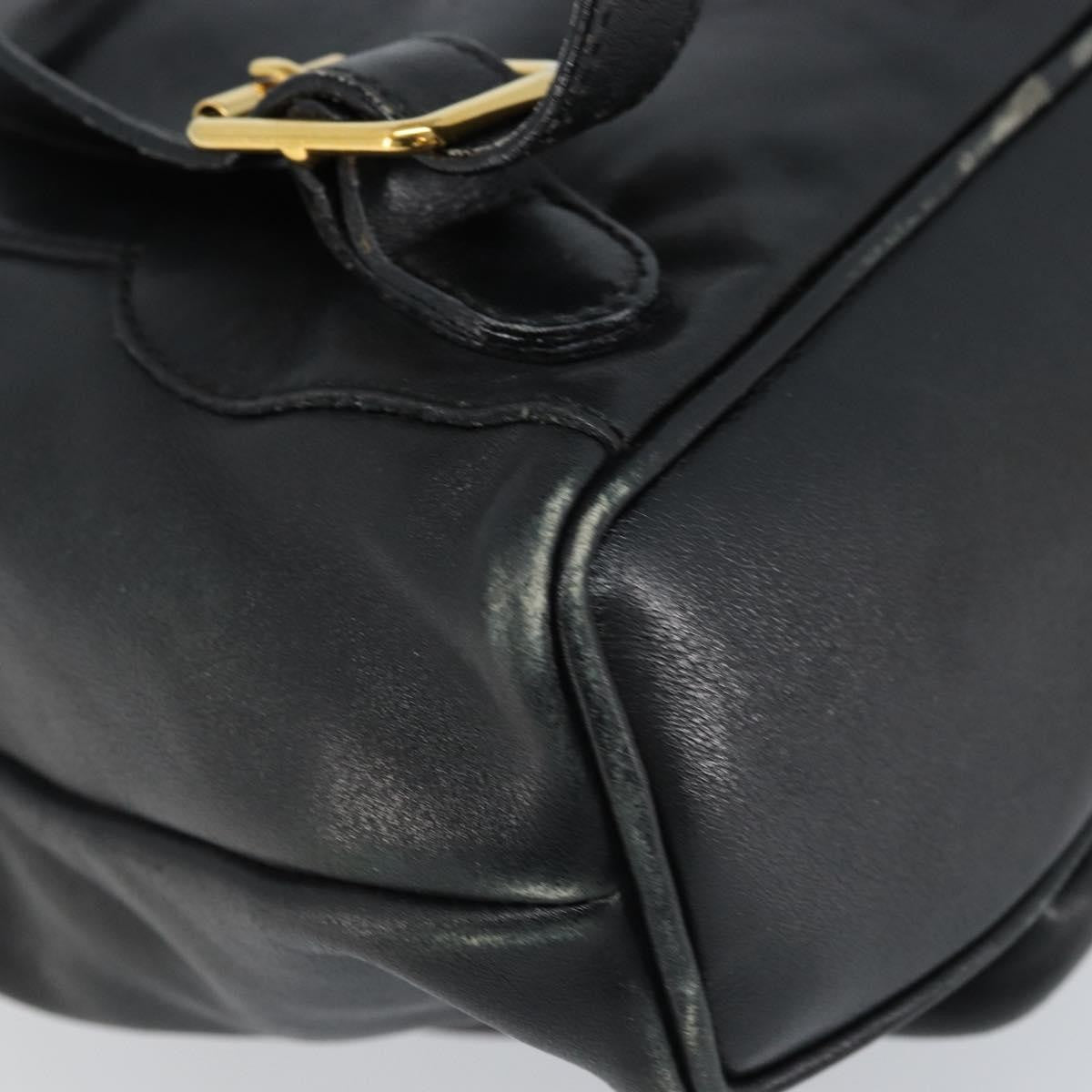 Gucci Vintage Bamboo Leather Black Leather Backpack Bag (Pre-Owned)